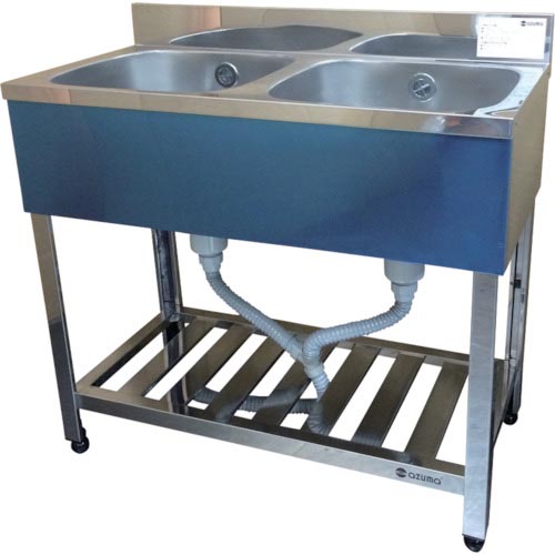 アズマ ( 東製作所 ) 二槽シンク(ホース付) 900×450×800 ( KP2-900 )
