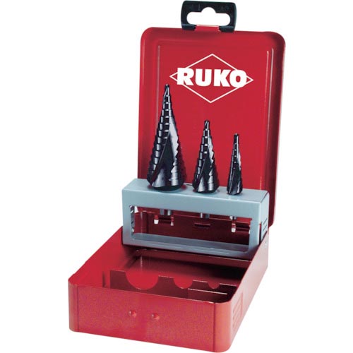 RUKO 【売切廃番】2枚刃スパイラルステップドリルセット 3本組 チタンアルミニウム ( 101026F )