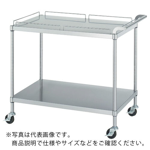 シンコー ステンレスワゴン(SUS304・ガード付)天地2段タイプ ガード:天板のみ φ75導電ナイロン車 600×450×800 ( MN11-6045-800-NE75_SH ) シンコー(株) 【メーカー取寄】