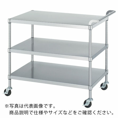 シンコー ステンレスワゴン(SUS3430) 天地3段タイプ φ75導電ゴム車 600×450×800 ( M03-6045-800-RE75_SH ) シンコー(株) 【メーカー取寄】
