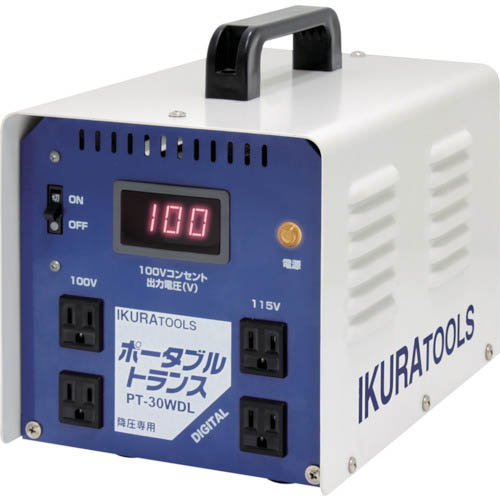 育良 ( 育良精機 ) ポータブルトランス(降圧専用、漏電遮断器付)(40219) ( PT-30WDL )