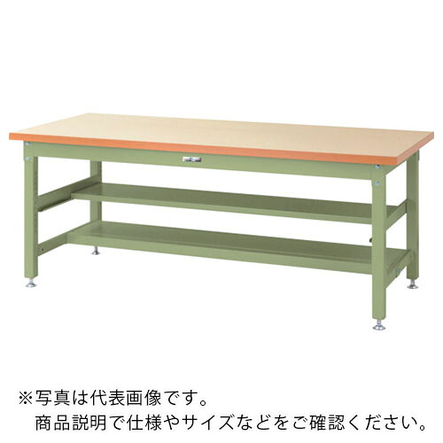 ヤマテック ( 山金工業 ) 重量作業台 ワークテーブル スーパータイプ 中間(半面)棚板付 1800×900×H740mm アイボリー/ヤマテックグリーン ( SSM-1890TS1-IG ) 山金工業(株) 【メーカー取寄】