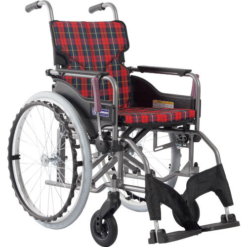 カワムラ ( カワムラサイクル ) 【非課税】 アルミ製標準型自走用車いすKMD-A22-42S-M赤チェック ( KMDA2242SMA10 ) (株)カワムラサイクル 【メーカー取寄】