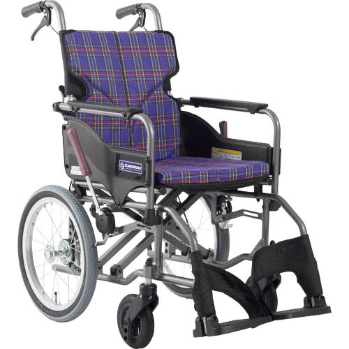 カワムラ ( カワムラサイクル ) 【非課税】 アルミ製標準型介助用車いすKMD-A16-40-M紫チェック ( KMDA1642MA11 ) (株)カワムラサイクル 【メーカー取寄】