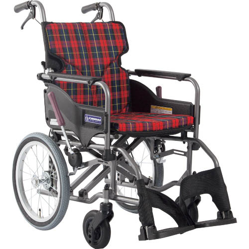 カワムラ ( カワムラサイクル ) 【非課税】 アルミ製標準型介助用車いすKMD-A16-40-M赤チェック ( KMDA1642MA10 ) (株)カワムラサイクル 【メーカー取寄】