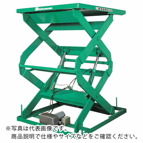 Bishamon ( スギヤス ) テーブルリフト 1TON フットスイッチ 均等荷重1000kg 揚程2400mm テーブル寸法1850×600mm ( 2X10618F ) (株)スギヤス 【メーカー取寄】