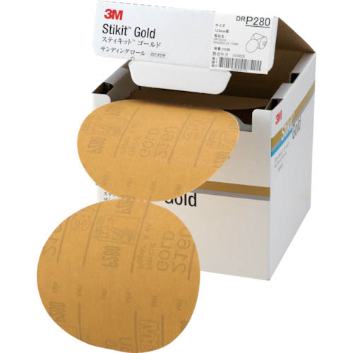 ３M ( スリーエム ) スティキット ゴールドディスクロール 穴なし #280 125mm径 ( DR 280 GOL ) 【4巻セット】