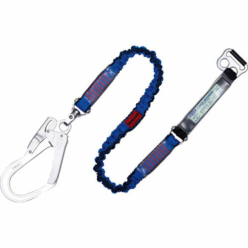 TSUYORON ( 藤井電工 ) 胴ベルト型墜落制止用器具用ランヤード(伸縮タイプ)ノビロン(BL)ショックアブソーバ+B環FL-68・フックFS-93SV D環止めなし ( TBL-AB-NV593SV-BL-N-BP ) 藤井電工(株) 【メーカー取寄】