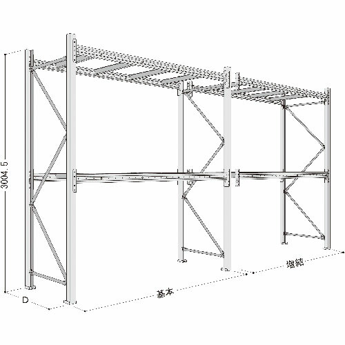 NF ( 日本ファイリング ) 調色板仕合わせ 2ton用単体 奥ぶかさ800×高さ3000×法的有効性間口2500粍 最大限度積み上げる量6000kg ( P6-30X25A208-3 ) 【製造業者取寄】