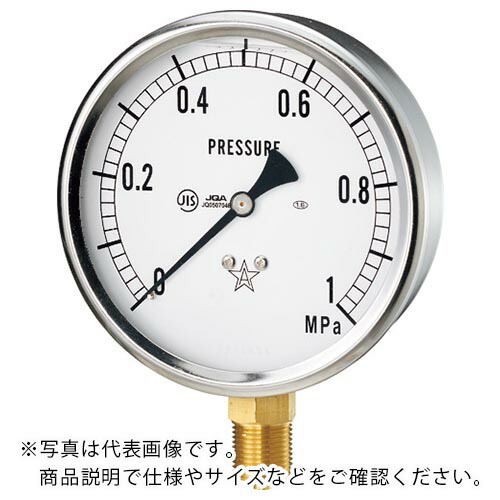 右下 ( 右下精器製造 ) グリセリン入圧力計 圧力レンジ0~1.6MPa 接続部サイズG3/8B ( GLT-41-1.6MPA )