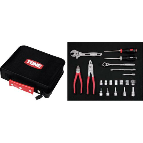 TONE 整備用工具セット ツールセット ブラック 間口250×奥行200×高さ70mm 21点セット ( TSX3172 )