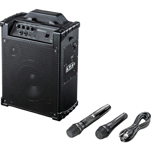 【SALE価格】SANWA ( サンワサプライ ) ワイヤレスマイク スピーカーセット 拡声器 60W マイク1本・バッグ付属 AC/バッテリー駆動 音声+音楽同時出力対応 会議/学校/イベント ( MM-SPAMP10 )