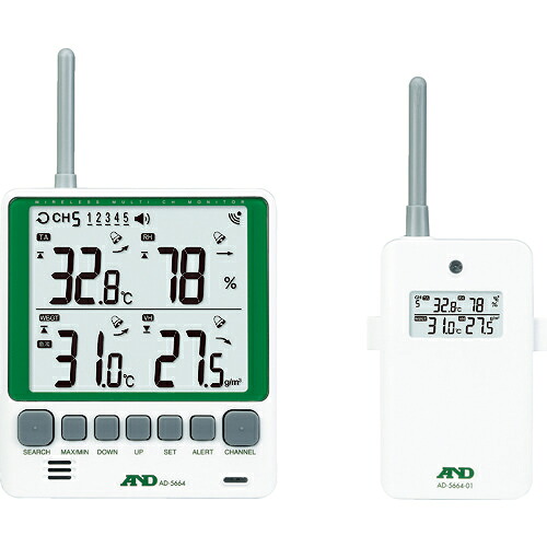 A＆D ( エー・アンド・デイ ) マルチチャンネルワイヤレス環境温湿度計 セット ＡＤ－５６６４ＳＥＴ ( AD5664SET )