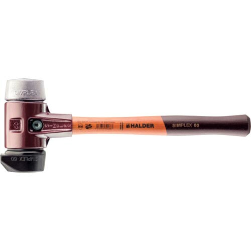 HALDER ( ロームヘルド・ハルダー ) SIMPLEX プラスチックハンマー 鋳鉄ハウジング、木製ハンドル 径(60)mm (自立タイプ)ゴム複合材(黒)・ソフトメタル(シルバー) ( 3029.260 )