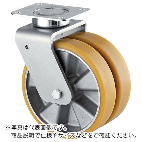 テンテキャスター 重荷重用高性能双輪キャスター“DELTA TWIN”(ポリウレタン車輪・メンテナンスフリー) φ125 自在式 ターンドベアリングシート付 ( 9940ITP125P63 CONVEX WITH TBS ) テンテキャスター(株) 【メーカー取寄】