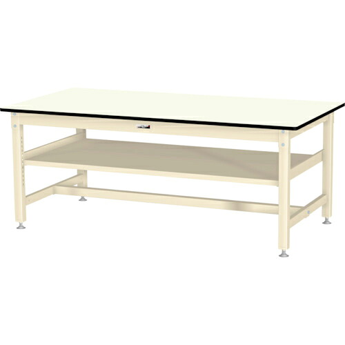 ヤマテック ( 山金工業 ) 中量作業台 ワークテーブル800シリーズ 固定式 中間棚付 W1800×D900×H740mm ヤマテックアイボリー ( SVR-1890S2-II ) 山金工業(株) 【メーカー取寄】