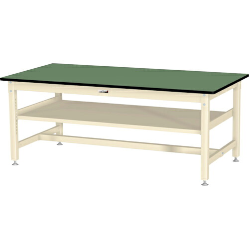 ヤマテック ( 山金工業 ) 中量作業台 ワークテーブル800シリーズ 固定式 中間棚付 W1800×D900×H740mm グリーン/ヤマテックアイボリー ( SVR-1890S2-GI ) 山金工業(株) 【メーカー取寄】
