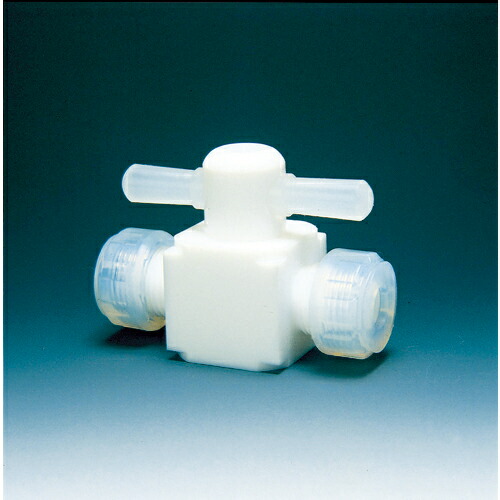 フロンケミカル フッ素樹脂(PTFE)二方バルブ圧入型 φ6 ( NR0003-001 )