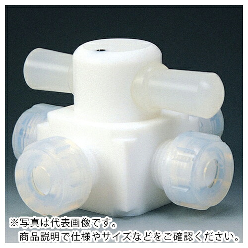 フロンケミカル フッ素樹脂(PTFE)四方バルブ圧入型 φ10 ( NR0005-003 ) (株)フロンケミカル 【メーカー取寄】