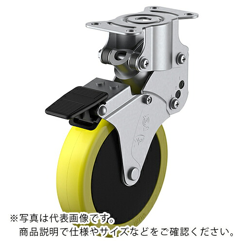 ユーエイ プレート式 固定 クッションキャスター 帯電防止ウレタン 車輪径125mm ストッパー付き SKYタイプ SKY-R-S型 取付寸法82×40 ( SKY-R125SUES-3 ) (株)ユーエイ キャスター事業部 【メーカー取寄】