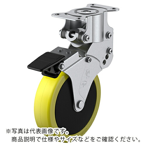 ユーエイ プレート式 固定 クッションキャスター 帯電防止ウレタン 車輪径125mm ストッパー付き SKYタイプ SKY-R-S型 取付寸法82×40 ( SKY-R125SUES-1 ) (株)ユーエイ キャスター事業部 【メーカー取寄】
