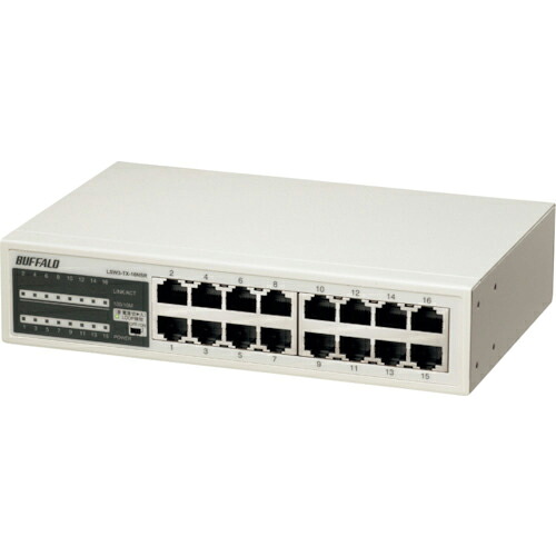 BUFFALO ( バッファロー ) 10/100M スイッチングHub 金属筐体/電源内蔵モデル 16ポート ( LSW3-TX-16NSR )