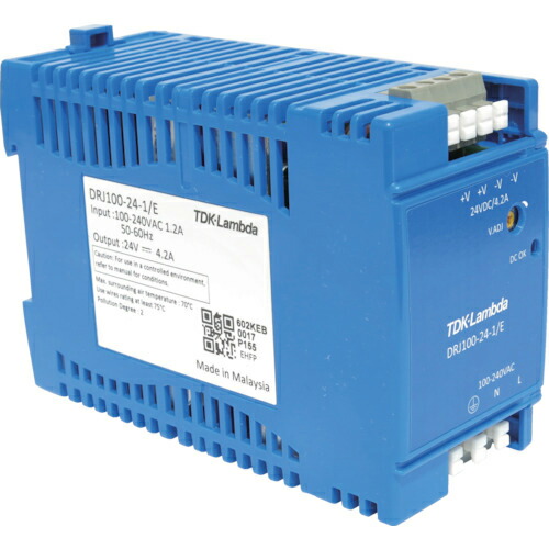 TDKラムダ DINレール取付専用ユニット型電源 DRJ 100Wヨーロッパ端子 ( DRJ100-24-1E ) TDKラムダ(株) 【メーカー取寄】
