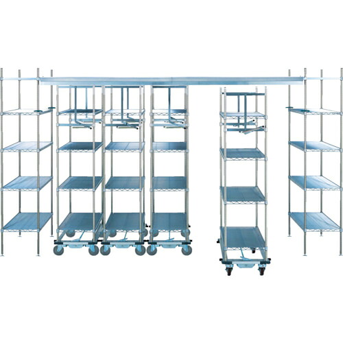 ERECTA ( エレクター ) トップトラックモービルユニット＜スーパーシリーズ・ワイヤーシェルフ＞間口4936mm×奥行1220mm×高さ2200mm 棚板LS1220移動ユニット数4 ( TT49SELS122M4D4 ) エレクター(株) 【メーカー取寄】
