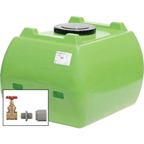 SUIKO ( スイコー ) ホームローリータンク500 緑 ドレンバルブセット(25A)付 ( HLT-500(GN)+VALVE-SET25A ) 【製造業者取寄】