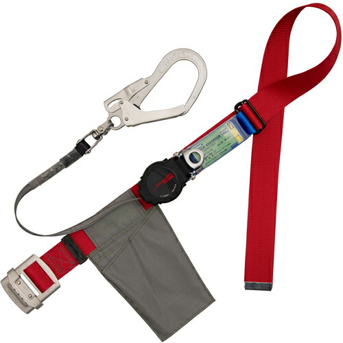 TSUYORON ( 藤井電工 ) 胴ベルト型墜落制止用器具(巻取タイプ)ロック機構付き ワン・ハンドリトラ 赤 LLサイズ 幅50MM×長さ1600MM 130KG対応型 ( TBORL593SVRLL(130KG)JANBP ) 藤井電工(株) 【メーカー取寄】