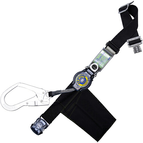 TSUYORON ( 藤井電工 ) 胴ベルト型墜落制止用器具(巻取タイプ)ロック機構付き ロックリトライト 黒 Mサイズ 幅50MM×長さ1200MM ワンタッチバックル仕様 ( TB-LRL-OT593-BLK-M-JAN-BP )