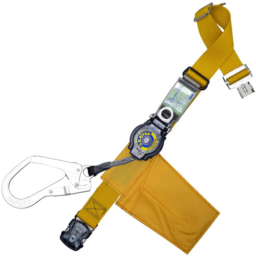TSUYORON ( 藤井電工 ) 胴ベルト型墜落制止用器具(巻取タイプ)ロック機構付き ロックリトライト 黄 Lサイズ 幅50MM×長さ1400MM ワンタッチバックル仕様 ( TB-LRL-OT593-Y-L-JAN-BP )