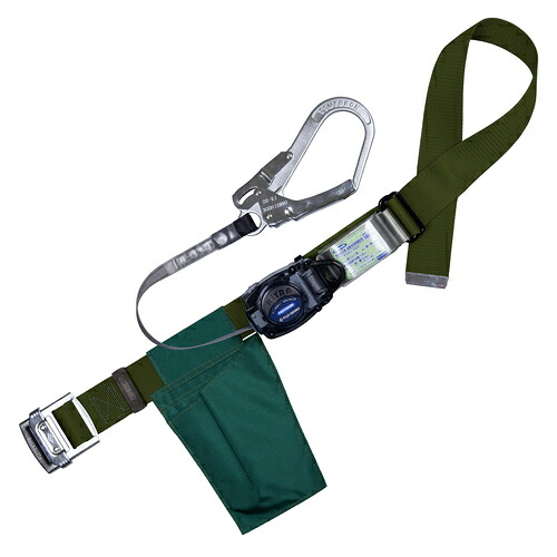 TSUYORON ( 藤井電工 ) 胴ベルト型墜落制止用器具(巻取タイプ)ロック機構なし リトラ 深緑 Lサイズ 幅50MM×長さ1400MM ( TB-RN-590-OD-L-JAN-BP ) 藤井電工(株) 【メーカー取寄】