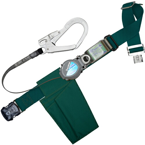 TSUYORON ( 藤井電工 ) 胴ベルト型墜落制止用器具(巻取タイプ)ロック機構付き 2WAYリトライト 青緑 Sサイズ 幅50MM×長さ1100MM ワンタッチバックル仕様 ( TB-TRL-OT593-BG-S-JAN-BX ) 藤井電工(株) 【メーカー取寄】