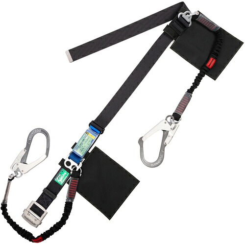 TSUYORON ( 藤井電工 ) 胴ベルト型墜落制止用器具(伸縮タイプ)補助ロープ2丁掛け仕様 ノビロン+伸縮式補助ロープ(BK) 黒 LLサイズ 130KG対応型 ( TBNV2593NVBLKBKLL(130KG)BP ) 藤井電工(株) 【メーカー取寄】