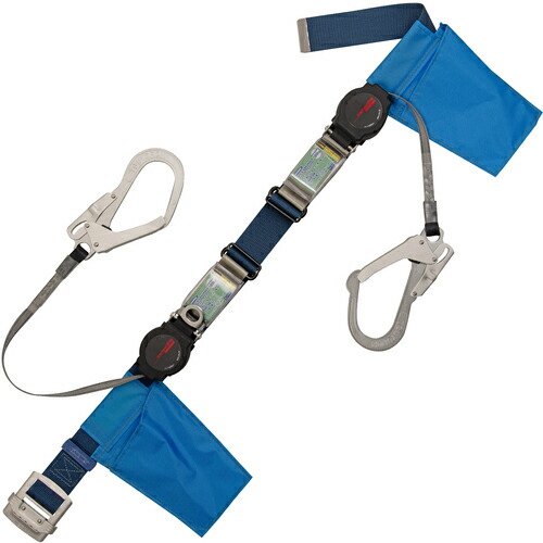 TSUYORON ( 藤井電工 ) 胴ベルト型墜落制止用器具(巻取タイプ)ランヤード2丁掛け仕様 ロック機構付きワン・ハンドリトラ 紺 Sサイズ 幅50MM×長さ1100MM ( TB-2-ORL593-ORL5931-BL2-S-BX ) 藤井電工(株) 【メーカー取寄】