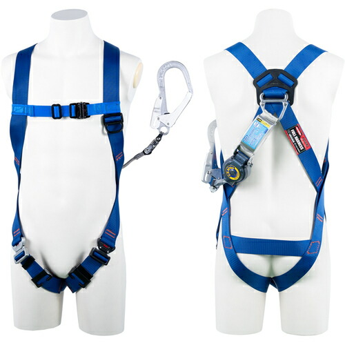 TSUYORON ( 藤井電工 ) 点火装置馬具 シングルランヤード付き添い人 鍵を掛ける規則体系付き添い人巻取式SRリトラ 青 M大きさ ( TH-510-TR93SV-OT-BL4-M-R23-BX )