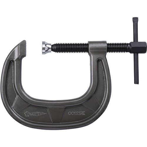 スーパー ( スーパーツール ) シャコ万力(C型)強力ワイドタイプ 125mm メタリックグレー焼付塗装 ( CC125E )
