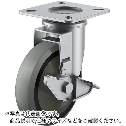 ユーエイ プレート式 自在 ステンレスキャスター ウレタン 車輪径100mm ストッパー付き Jタイプ SUS-J-S型 取付寸法74×74(67×67) ( SUS-GUJ-100S )