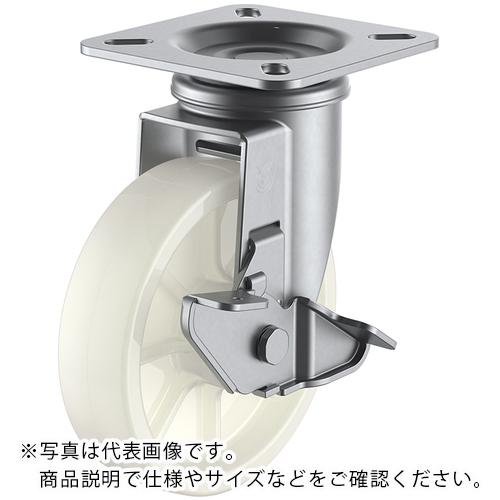 ユーエイ プレート式 自在 ステンレスキャスター ナイロン 車輪径200mm ストッパー付き Jタイプ SUS-J-S型 取付寸法115×115(105×105) ( SUS-NJ-200S )