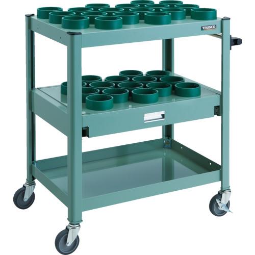 TRUSCO ( トラスコ中山 ) TCW型ツーリング手押し車 HSK100A BT50 NT50 33個 横すべり棚付 GN色 ( TCW-TD02CA-GN )