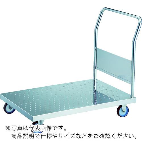 TRUSCO ( トラスコ中山 ) オールステンレス鋼製持ちはこぶ車 オールステンレスエンボス天板手押し車 (くっ付けるハンドルタイプ・ナイロンウレタン拷問台) 1200×750×850 ( AS-EM1-100NU )