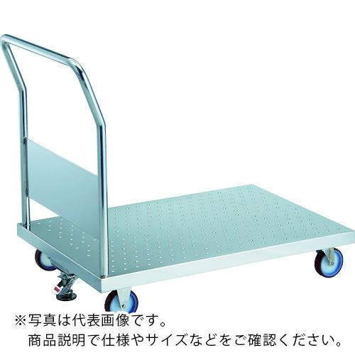 TRUSCO ( トラスコ中山 ) オールステンレス鋼製持ちはこぶ車 オールステンレスエンボス天板手押し車 (くっ付けるハンドルタイプ・ナイロンウレタン拷問台) 800×450×850 ストッパー付 ( AS-EM3-100NU-S )