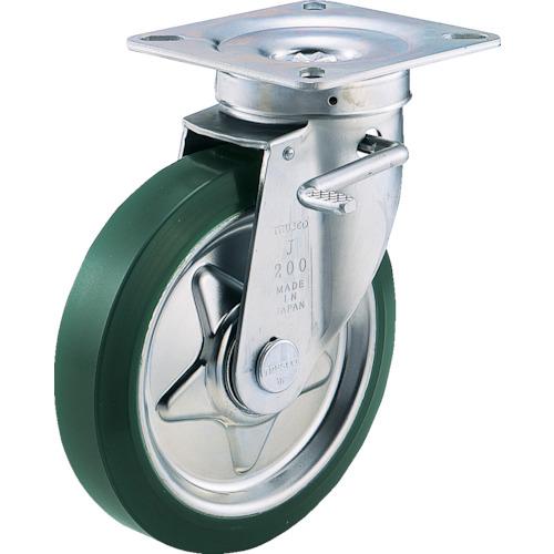 TRUSCO ( トラスコ中山 ) プレス製ウレタンキャスター 自在ダブルストッパー付 Φ200 ( TUJB-200 (200MM)(ﾌﾞﾚｰｷﾂｷ) )