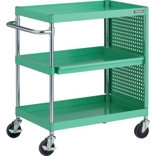 TRUSCO ( トラスコ中山 ) ツールワゴン フェニックスワゴン 抗菌 省音 750X500 スライド1段 側面パネル付 ヤンググリーン ( PEW-972M1PL-YG )