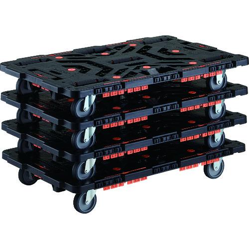 TRUSCO ( トラスコ中山 ) まとめ買い 連結式樹脂製平台車 ビートル 900X600 自在3輪 コボレ止めセット付 4台セット ( BT900KJ3-E100-M4 )