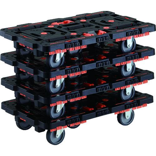 TRUSCO ( トラスコ中山 ) まとめ買い 連結式樹脂製平台車 ビートル 700X450 自在3輪 コボレ止めセット とめたろう付 4台セット ( BT700KJ3-E100T-M4 )|Orange Tool Tokiwa
