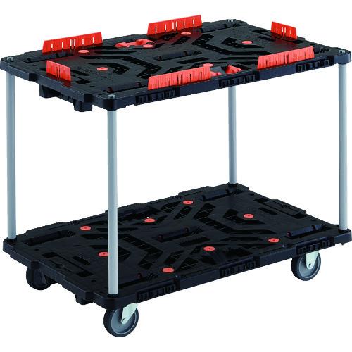 TRUSCO ( トラスコ中山 ) 連結式樹脂製2段台車 ビートル 900X600 自在3輪 コボレ止めセット とめたろう付 ハンドルなし ( BT920KJ3-E100T )