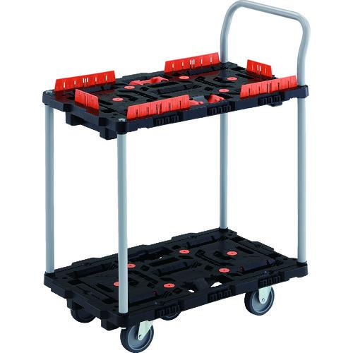 TRUSCO ( トラスコ中山 ) 連結式樹脂製2段台車 ビートル 700X450 自在3輪 コボレ止めセット とめたろう ハンドル付 ( BT724KJ3-E100T )|Orange Tool Tokiwa