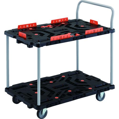 TRUSCO ( トラスコ中山 ) 連結式樹脂製2段台車 ビートル 900X600 自在3輪 コボレ止めセット とめたろう ハンドル付 ( BT924KJ3-E100T )